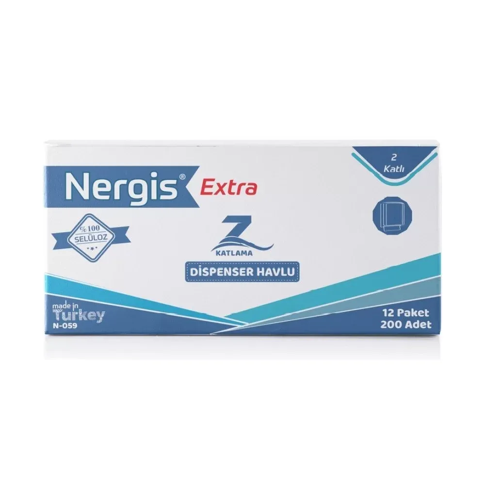NERGİS Z KATLAMA DİSPENSER HAVLU KAĞIT 2O0'LÜ 12 PAKET