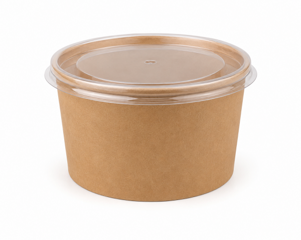 16 Oz Kapaklı Kraft Çorba Kasesi