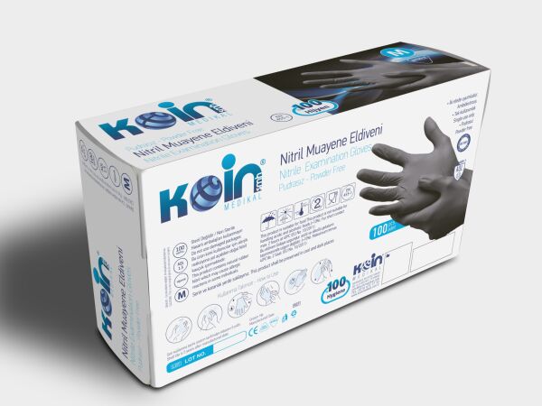 KOİN SMH PUDRASIZ NİTRİL ELDİVEN SİYAH MEDİUM 100'LÜ