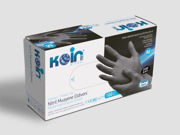 KOİN SMH PUDRASIZ NİTRİL ELDİVEN SİYAH MEDİUM 100'LÜ