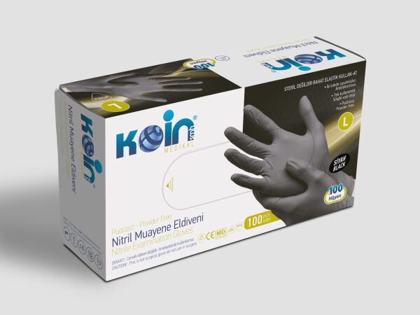 KOİN SMH PUDRASIZ NİTRİL ELDİVEN SİYAH LARGE 100'LÜ