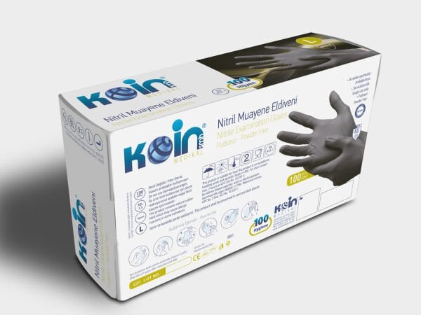 KOİN SMH PUDRASIZ NİTRİL ELDİVEN SİYAH LARGE 100'LÜ
