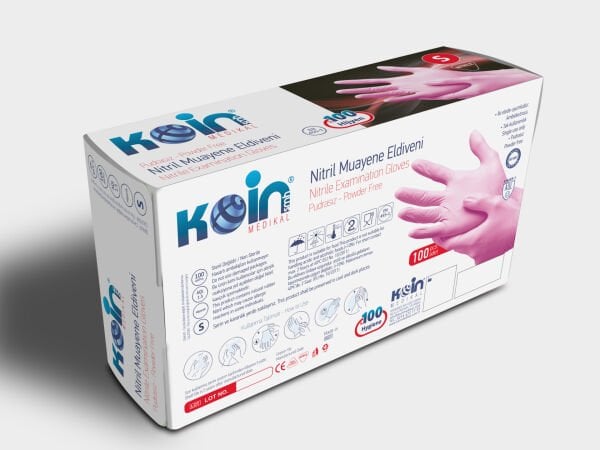 KOİN SMH PUDRASIZ NİTRİL ELDİVEN PEMBE SMALL 100'LÜ