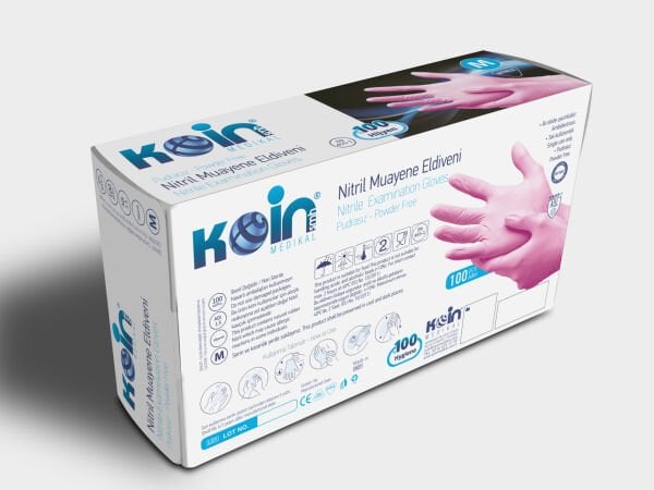 KOİN SMH PUDRASIZ NİTRİL ELDİVEN PEMBE MEDİUM 100'LÜ - 20 PAKET