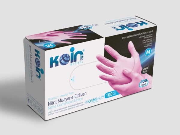 KOİN SMH PUDRASIZ NİTRİL ELDİVEN PEMBE MEDİUM 100'LÜ - 20 PAKET