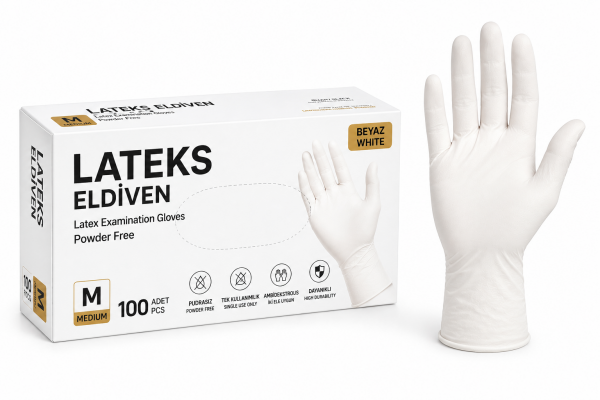 PUDRALI LATEKS ELDİVEN BEYAZ MEDİUM 100'LÜ