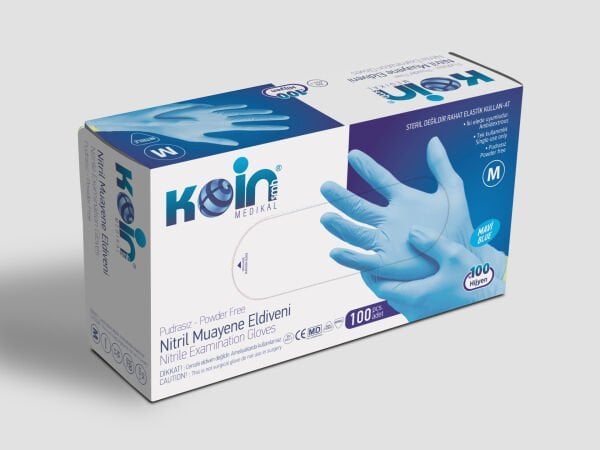 KOİN SMH PUDRASIZ NİTRİL ELDİVEN MAVİ MEDİUM 100'LÜ
