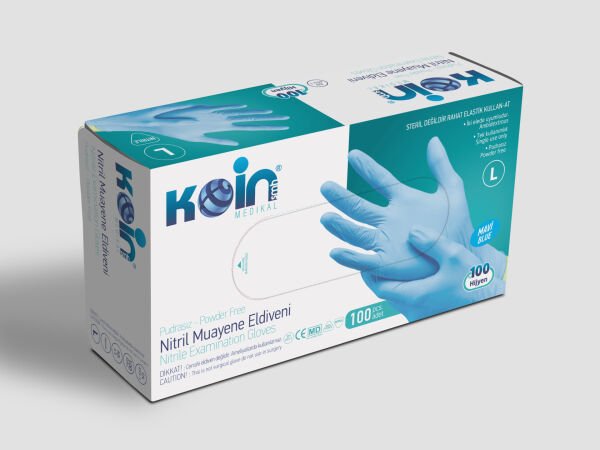 KOİN SMH PUDRASIZ NİTRİL ELDİVEN MAVİ LARGE 100'LÜ