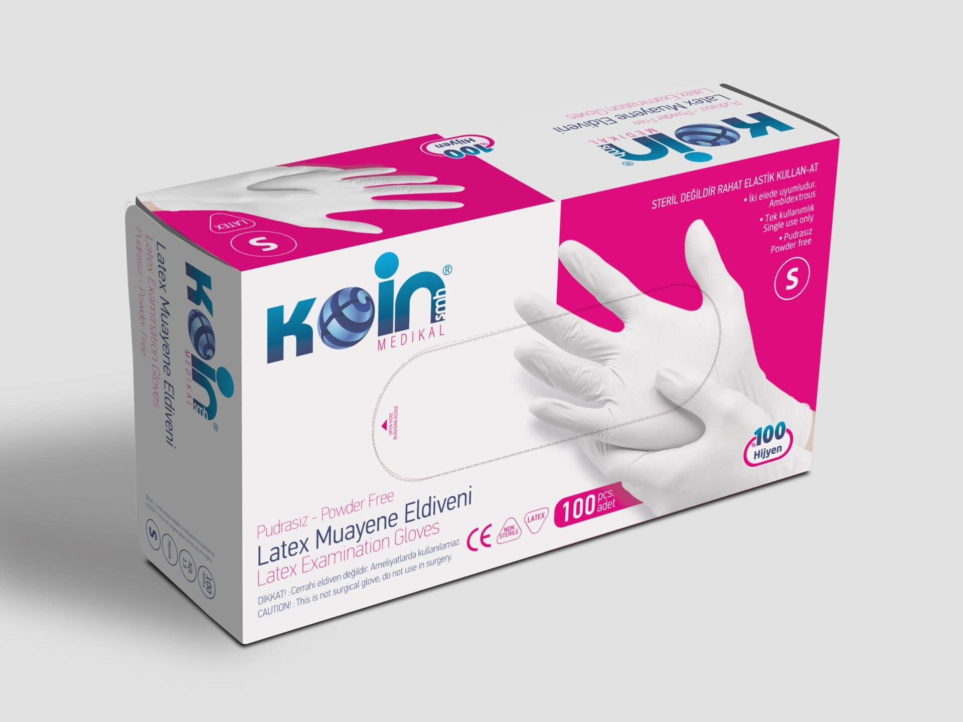 KOİN SMH PUDRASIZ LATEKS ELDİVEN BEYAZ SMALL 100'LÜ