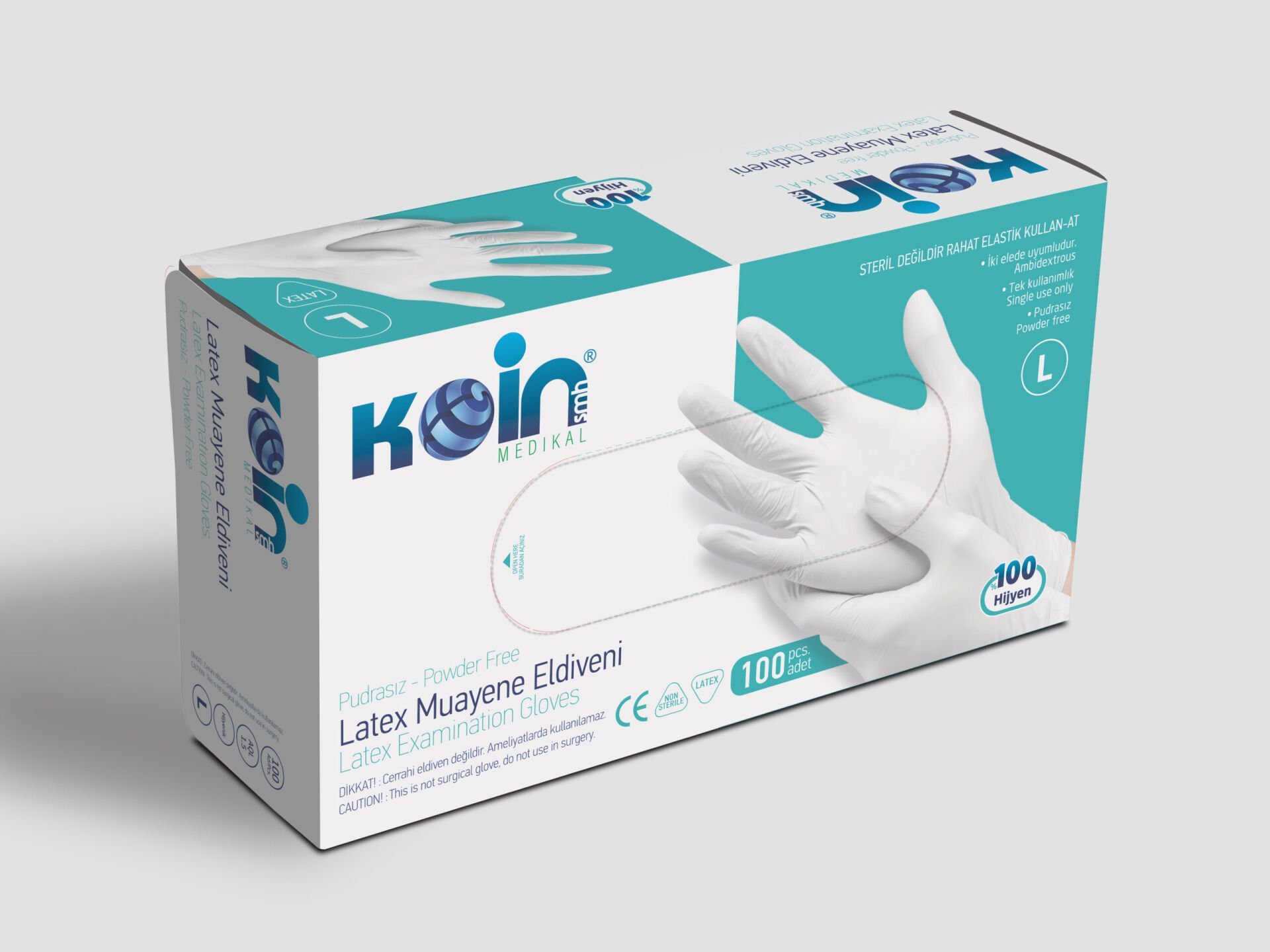 KOİN SMH PUDRASIZ LATEKS ELDİVEN BEYAZ LARGE 100'LÜ