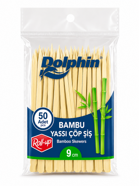 Bambu Yassı Çöp Şiş 9 cm 50 Adet