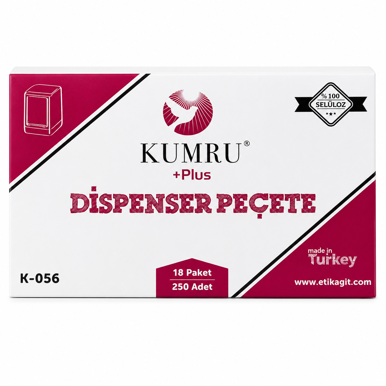 Kumru Plus Dispenser Peçete Hijyenik Ambalaj 250'li x 18 Paket