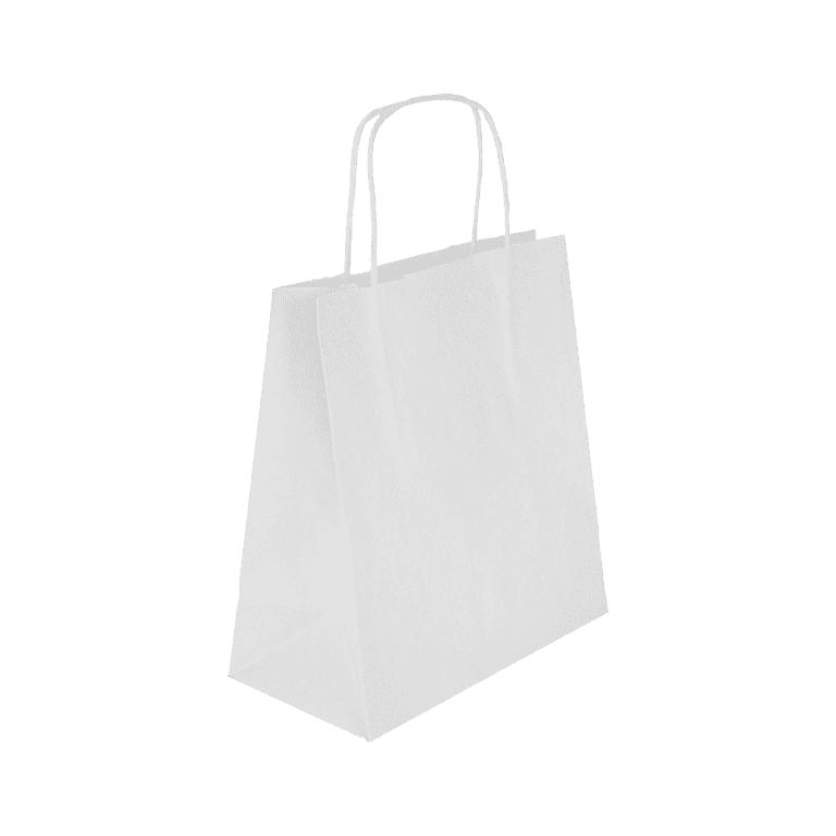 BURGU İP SAPLI KRAFT ÇANTA BEYAZ 32x35x12