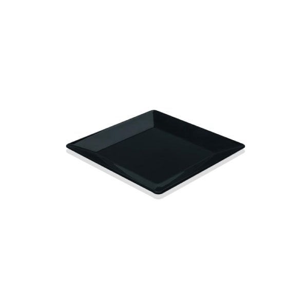 18 CM SERT PLASTİK KARE TABAK SİYAH RENK - 100 ADET