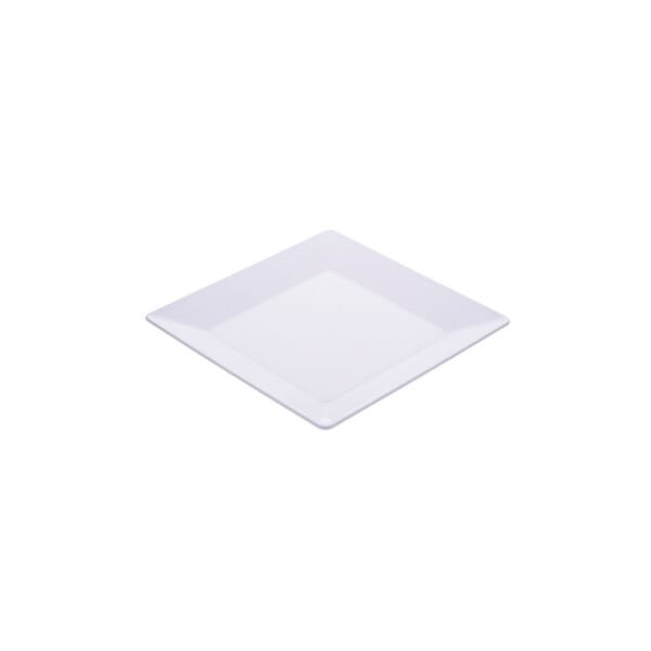 22 CM SERT PLASTİK KARE TABAK BEYAZ RENK - 100 ADET
