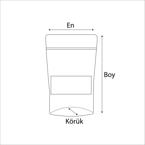 Doypack Kraft Pencereli Poşet Doypack 50 Adet 16x27 500 Gr